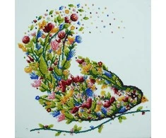 Abris Art Karoliukų siuvinėjimo rinkinys „Dainuojantis paukštis“, 20x20 cm, Preciosa