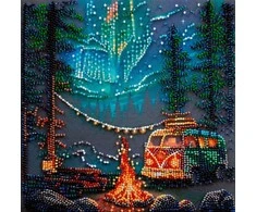 Abris Art Karoliukų siuvinėjimo rinkinys „Stovyklavimas po žvaigždėmis“ 20x20