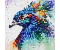 Abris Art Karoliukų siuvinėjimo rinkinys „Išdidus povas“, 15x15 cm, Preciosa