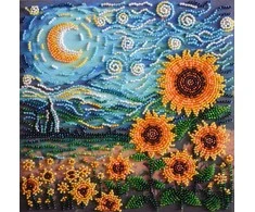 Abris Art Karoliukų siuvinėjimo rinkinys „Saulėgrąžos naktyje“ 20x20 cm