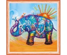 Abris Art Mini karoliukų siuvinėjimo rinkinys „Neoninis dramblys“ 15x15 cm