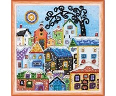 Abris Art Mini karoliukų siuvinėjimo rinkinys „Spalvingi namai“ 15x15 cm