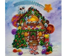 Abris Art Mini siuvinėjimo karoliukais rinkinys „Meduolinis namelis“ 15x15 cm
