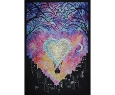 Abris Art Siuvinėjimo kryželiu rinkinys „Meilė danguje“ 23×33, juodas 14 ct, karoliukai