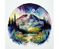 Abris Art Siuvinėjimo kryželiu rinkinys „Virš pasaulio“ su karoliukais, 23×23 cm 18 ct
