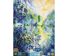 Abris Art Siuvinėjimo kryželiu rinkinys Aušra virš upės, 28x38 cm, 14 ct, 56 spalvų