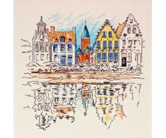 Abris Art Siuvinėjimo kryželiu rinkinys „Spalvingas miestas“, 14 ct, 22×22 cm