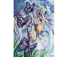 Abris Art Siuvinėjimo kryželiu rinkinys Vienaragiai, 25x35 cm, 14 ct, su karoliukais