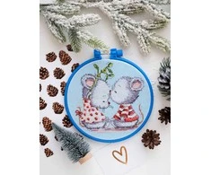 Abris Art Siuvinėjimo kryželiu rinkinys: Įsimylėjusios pelės, 14ct, 19 spalvų, 15x15