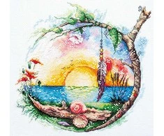 Abris Art Siuvinėjimo kryželiu rinkinys „Saulėtas rojus“, 25x25 cm paveikslas