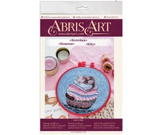 Abris Art Siuvinėjimo kryželiu rinkinys Kačiukas, 14 ct mėlyna kanva, 15x15 cm