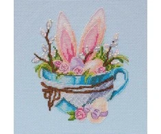 Abris Art Siuvinėjimo kryželiu rinkinys Velykų zuikis, mėlynas 14 ct 28 spalvų 13×16 cm