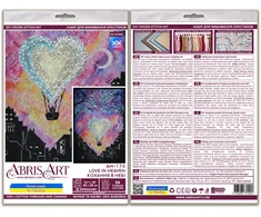 Abris Art Siuvinėjimo kryželiu rinkinys „Meilė danguje“ 23×33, juodas 14 ct, karoliukai