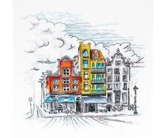 Abris Art Siuvinėjimo kryželiu rinkinys „Spalvotas miestas 2“, 14 ct, 22×21 cm