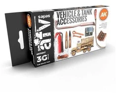 AK Interactive 3 kartos akrilinių dažų rinkinys technikos ir tankų aksesuarams