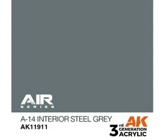 AK Interactive A-14 Interior Steel Pilkas akriliniai dažai AIR, 17 ml
