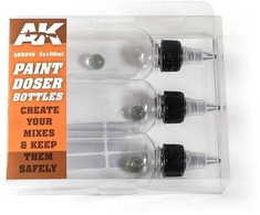 AK Interactive dozavimo buteliukai dažams 3×100 ml, plastikiniai
