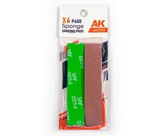 AK Interactive lankščios P400 šlifavimo kempinėlės, 6 vnt.