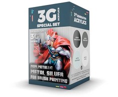 AK Interactive NMM sidabro akrilinių dažų rinkinys figūrėlėms, 4 spalvos