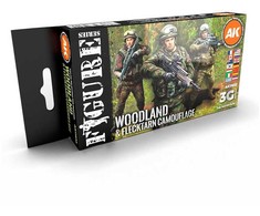 AK Interactive Woodland &amp; Flecktarn 3Gen akrilinių dažų rinkinys