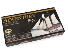 Amati piratų laivo Adventure medinis surenkamas modelis 1:60, 37 cm