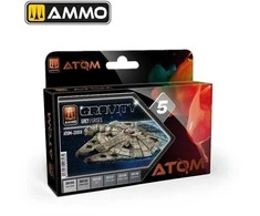 AMMO by MIG Jimenez AMMO MIG ATOM akrilinių dažų rinkinys Gravity 5 – pilkų atspalvių