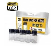 AMMO by MIG Jimenez AMMO MIG dažų maišymo buteliukai 5×35 ml, sandarūs, rinkinys 8033