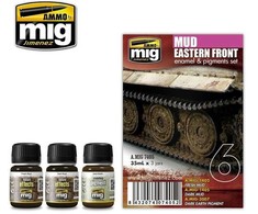 AMMO by MIG Jimenez AMMO MIG Rytų fronto purvo sendinimo rinkinys 7405 (Fresh/Dark Mud, Dark Earth)