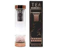 Ancient Wisdom Stiklinis arbatos buteliukas su sieteliu ir rožiniu kvarcu, 500 ml