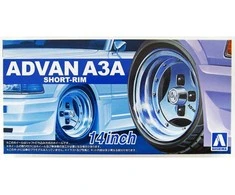 Aoshima Advan A3A Short-Rim 14" ratų komplektas 1/24 (05546)