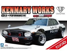 Aoshima Nissan Skyline Ken &amp; Mary LB-Works patrulinis 4 durų 1/24 modelis