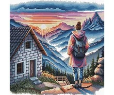 Ava Stitch Kalnų saulėtekis – siuvinėjimo kryželiu rinkinys 31,5x31,5 cm