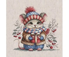 Ava Stitch Kryželiu siuvinėjimo rinkinys „Pelytė su šaliku“ 20x20 cm AVA