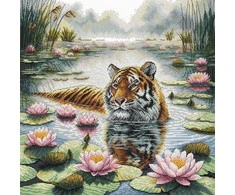 Ava Stitch Kryželiu siuvinėjimo rinkinys „Tigras tarp vandens lelijų“ 30x30 cm