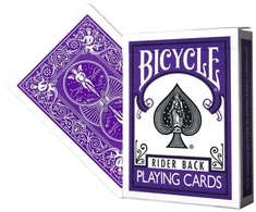 Bicycle Rider Back violetinė kortų kaladė pokeriui ir magijai, gaff kortos