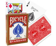 Bicycle Rider Standard pokerio kortos su auksiniais kraštais – raudonos