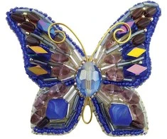 Charivna Mit Karoliukų siuvinėjimo rinkinys brošei „Drugelis“, Preciosa 6×8 cm