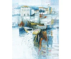 Charivna Mit Siuvinėjimo kryželiu rinkinys Prieplauka, su spaudu ir karoliukais, 24x30 cm