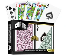 Copag Elite pokerio kortos – 2 PVC kaladės, bordo ir žalia