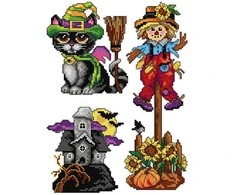 Crafting Spark Halloween siuvinėjimo kryželiu rinkinys, 14ct plastikinė drobė, 27 spalvų