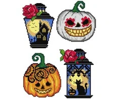 Crafting Spark Helovino siuvinėjimo kryželiu rinkinys, plastikinė drobė 14 ct, 20 spalvų