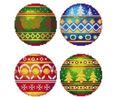 Crafting Spark Kalėdiniai pakabukai – siuvinėjimo kryželiu rinkinys, plastikinė kanva, 4 vnt