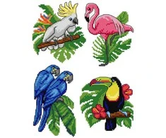 Crafting Spark Siuvinėjimo kryželiu rinkinys „Egzotiniai paukščiai“, 14ct, plastikinė drobė