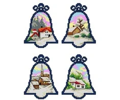 Crafting Spark Siuvinėjimo kryželiu rinkinys Kalėdiniai varpeliai, 4 dizainai, 14 ct