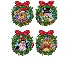Crafting Spark Siuvinėjimo kryželiu rinkinys „Kalėdiniai vainikai“, 14ct plastikas