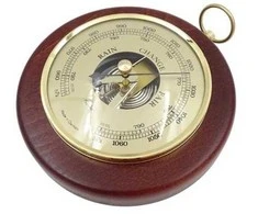 Feingeratebau K Fischer Vokiškas barometras Fischer 1366R-22, matomas mechanizmas, žalvaris, bukas