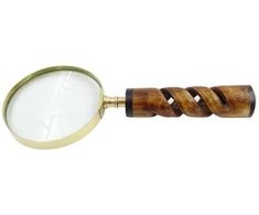 Deco Gifts Didinamasis stiklas su žalvariniu rėmeliu ir rago rankenėle - NC2356