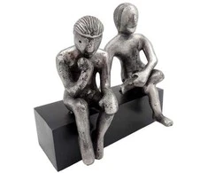 Divine Dekor Zodiako Dvyniai – sidabrinė aliuminio figūrėlė, medinis pagrindas