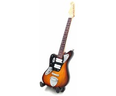 Indominiguitars Kurt Cobain stiliaus mini gitara 15 cm, rankų darbo, mahagoninė, su stovu
