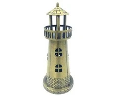 Deco Gifts Metalinė švyturio statulėlė, antikinio aukso – dovana jūros mylėtojams